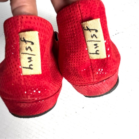 FS/NY French Sole Womens 8.5 Wedge Red Metallic Suede Slip On Shoes Made Italy - Picture 11 of 11